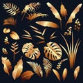 Golden Tropical Plants Set