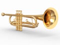 Golden trumpet. 3d Royalty Free Stock Photo