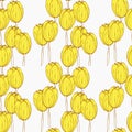 Golden tulips field, abstract hand drawn flowers