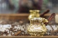 Golden turk on a wooden table Royalty Free Stock Photo