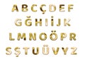 Golden Turkish Alphabet, uppercase letters. ABC, Translation: 3D altÃÂ±n renkli TÃÂ¼rk Alfabesi