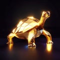 Golden turtle on a black background. 3d rendering, 3d illustration. Generative AI