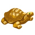 Golden turtle figurine with emerald eyes