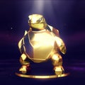 golden turtle on a pedestal in the dark, 3d rendering AI Generated
