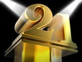 Golden Twenty One On Pedestal Means Royalty Free Stock Photo