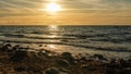 Golden Twilight: Sunset at Veczemju Klintis Beach, Latvija Royalty Free Stock Photo