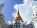 Golden and two white chedis of Royal cemetry at Wat Ratchabopit Royalty Free Stock Photo