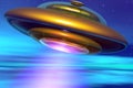 Golden UFO in earth atmosphere Royalty Free Stock Photo