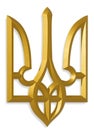 Golden Ukrainian trident symbol Trizub - 3D rendering