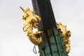 Golden Unicorn Flagpole Copper Rust Gothenburg White Background