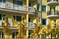 Golden unicorns kitschy decoration Royalty Free Stock Photo
