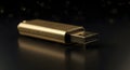 Golden Usb Drive Lying on a Black Surface Royalty Free Stock Photo