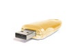 Golden USB Memory Stick Royalty Free Stock Photo