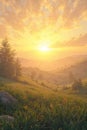 Golden Valley Sunrise Charming AI-GENERATED Royalty Free Stock Photo