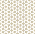 Golden vector abstract geometric seamless pattern with elegant floral lattice Royalty Free Stock Photo