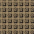 Golden vector abstract geometric seamless pattern with squares, lines, grid Royalty Free Stock Photo