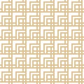 Golden vector abstract geometric seamless pattern with squares, lines, grid Royalty Free Stock Photo
