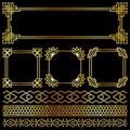 Golden vector asian, korean, chinese, japanese retro frames