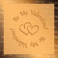 Golden vector background with hearts - be my valentine