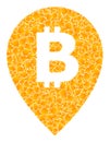 Golden Vector Bitcoin Map Pointer Mosaic Icon