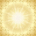 Golden vector decorative music background with radial gradient and central light rays