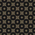 Vector floral geometric seamless pattern. Gold and black abstract ornament