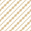 Golden vector geometric seamless pattern with curved shapes in diagonal grid Royalty Free Stock Photo