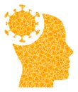 Golden Vector Head Virus Mosaic Icon