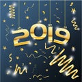 Golden Vector luxury text 2019 Happy new year vector design illustrations