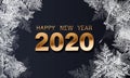 Golden Vector luxury text 2020 Happy new year. Gold Festive Numbers Design, diamonds texture. Gold shining glitter confetti. Happy Royalty Free Stock Photo