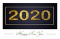 Golden Vector luxury text 2020 Happy new year. Gold Festive Numbers Design, diamonds texture. Gold shining glitter confetti. Happy Royalty Free Stock Photo