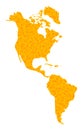 Golden Vector Map of South and North America Royalty Free Stock Photo