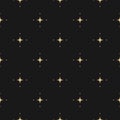 Golden vector minimalist seamless pattern with small diamonds, stars, dots Royalty Free Stock Photo