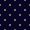 Golden vector minimalist seamless pattern with small stars, tiny floral shapes Royalty Free Stock Photo