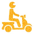 Golden Vector Motorbike Driver Mosaic Icon