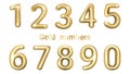 Golden vector numbers. Golden yellow metallic numbers.