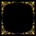 Golden vector ornate royal fleur de lys frame black background Royalty Free Stock Photo