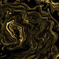 Golden veins on black marble texture. Abstract liquid paint background. Trendy surface, luxurious material design, digital Royalty Free Stock Photo