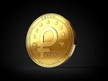 Golden Venezuelan Petro cryptocurrency coin isolated on black background. 3D rendering