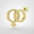 Golden venus and mars icon isolated on white background.