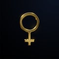 Golden Venus sign isolated on black background
