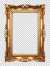 Golden Vertical Frame Isolated on Transparent Background PNG Royalty Free Stock Photo