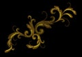 Golden Victorian Embroidery Floral Ornament. Stitch texture fashion print patch gold flower Baroque design element