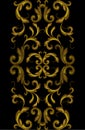 Golden Victorian Embroidery Floral Seamless Border Ornament. Royalty Free Stock Photo