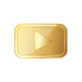 Golden video play icon. Vector illustration. Royalty Free Stock Photo