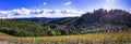 Golden vineyards of Tuscany. Italy nature autumn landscape Royalty Free Stock Photo