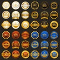 Golden vintage badge premium sale with four alternative colors vector