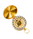 Golden vintage compass. Royalty Free Stock Photo