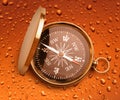 Golden vintage compass Royalty Free Stock Photo