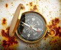 Golden vintage compass Royalty Free Stock Photo